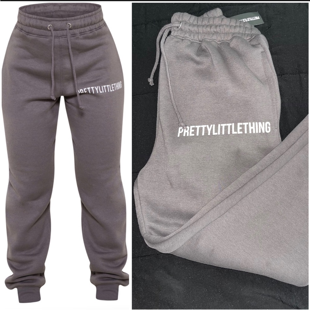 PRETTYLITTLETHING❤️❤️CHARCOAL CUFFED HIGH WAISTED CUFFED SWEATPANTS